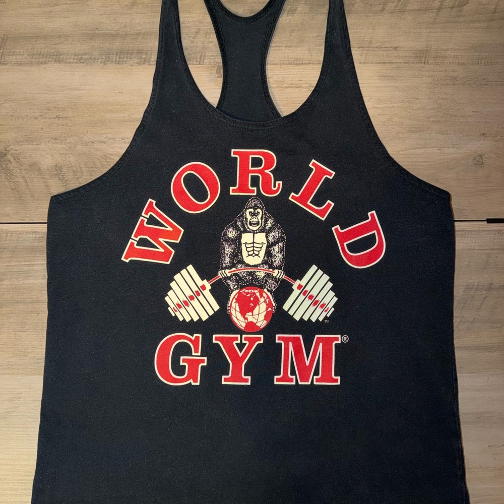 Vintage World Gym Gorilla Tank Top Retro 90s Bodybuilding Workout Muscle Shirt